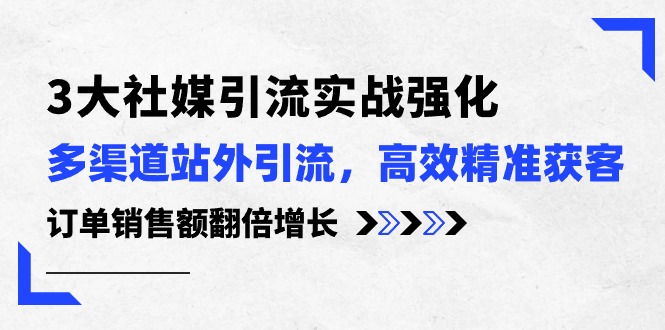 3大社媒引流实操强化，多渠道站外引流/高效精准获客/订单销售额翻倍增长 - 福缘网