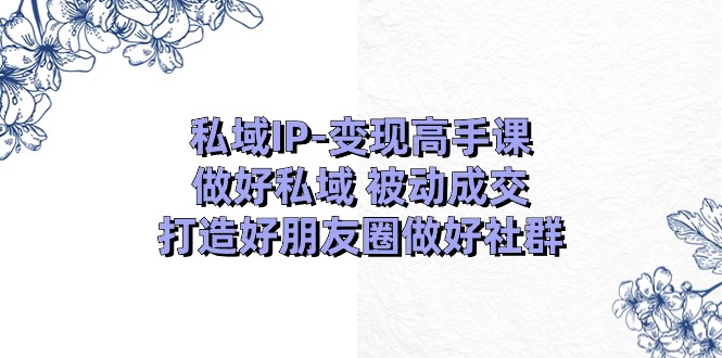 私域IP变现高手课：做好私域被动成交，打造好朋友圈做好社群 - 福缘网