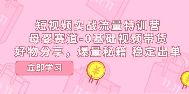 短视频实战流量特训营，母婴赛道-0基础带货，好物分享，爆量秘籍 稳定出单 - 福缘网