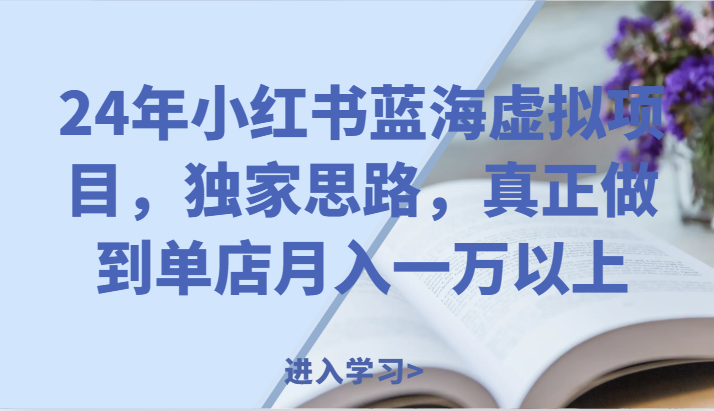 24年小红书蓝海虚拟项目，独家思路，真正做到单店月入一万以上。 - 福缘网