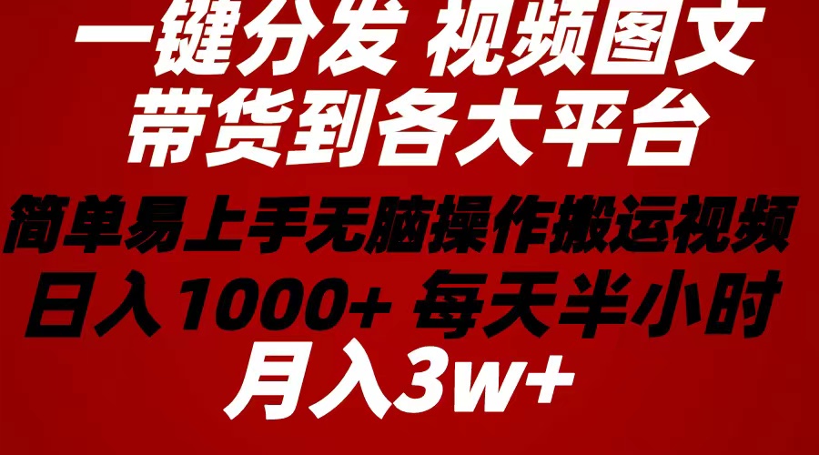 2024年 一键分发带货图文视频  简单易上手 无脑赚收益 每天半小时日入1... - 中创网