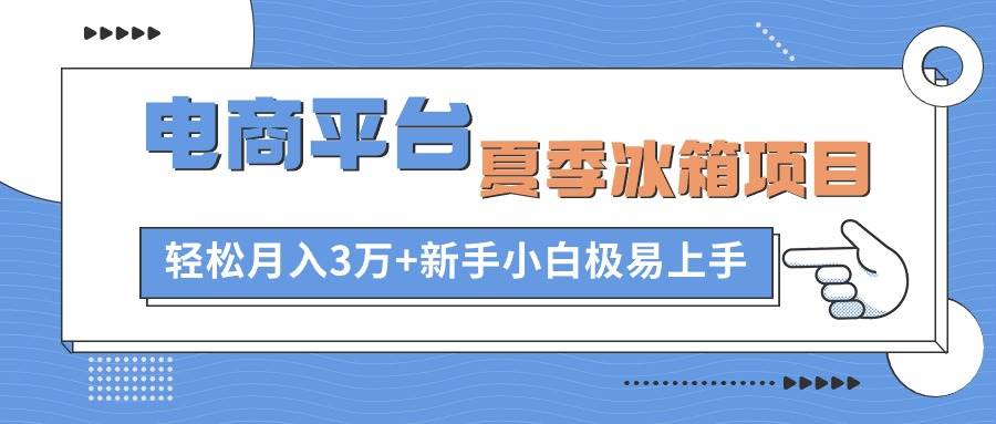 电商平台夏季冰箱项目，轻松月入3万+，新手小白极易上手 - 中创网