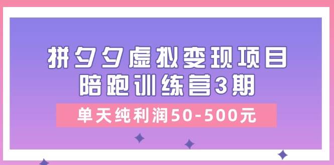 某收费培训《拼夕夕虚拟变现项目陪跑训练营3期》单天纯利润50-500元 - 中创网