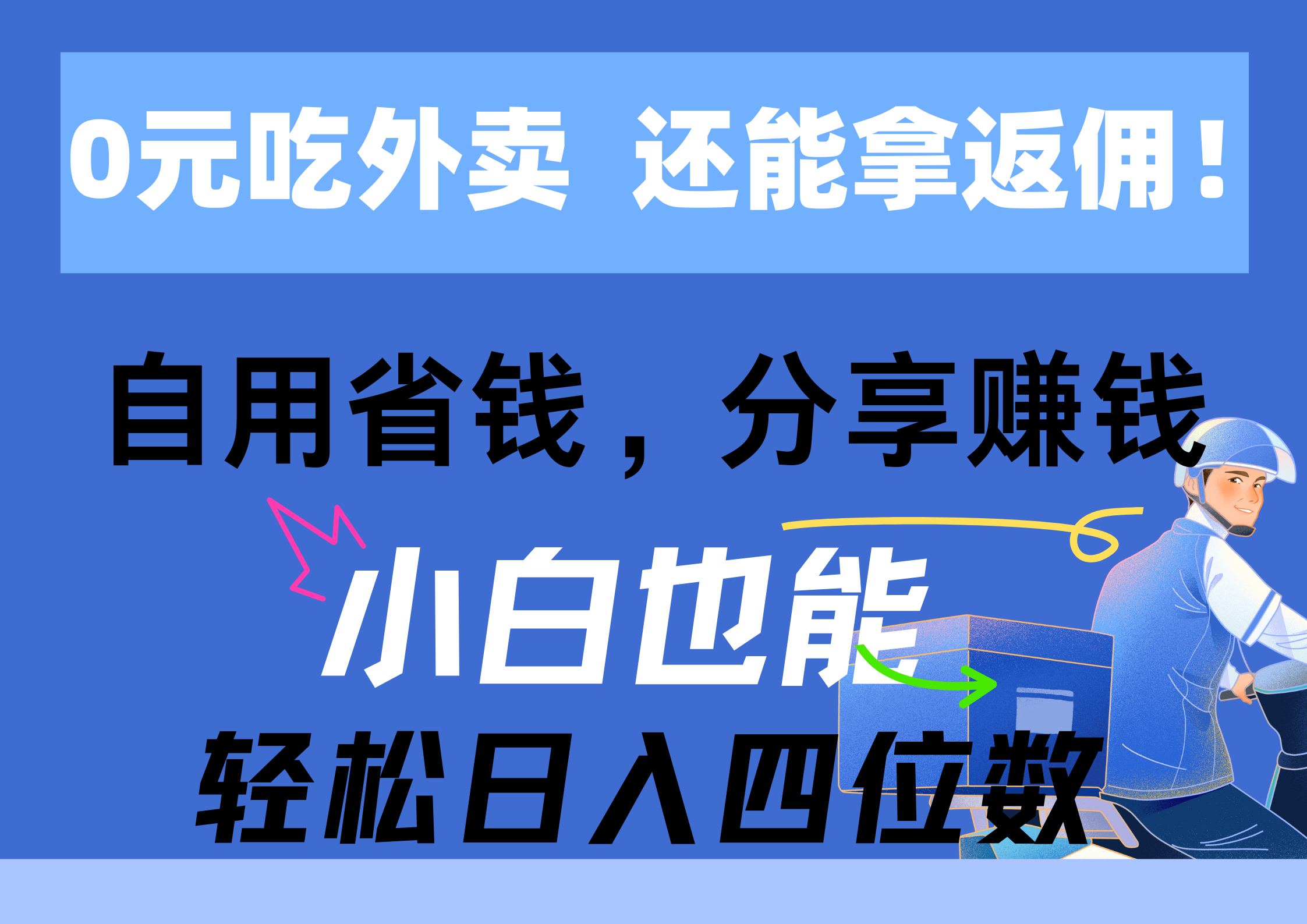 0元吃外卖， 还拿高返佣！自用省钱，分享赚钱，小白也能轻松日入四位数 - 中创网