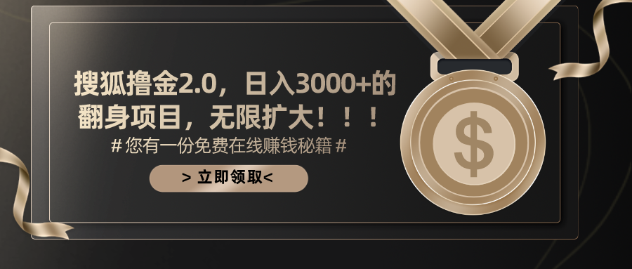 搜狐撸金2.0日入3000+，可无限扩大的翻身项目 - 中创网