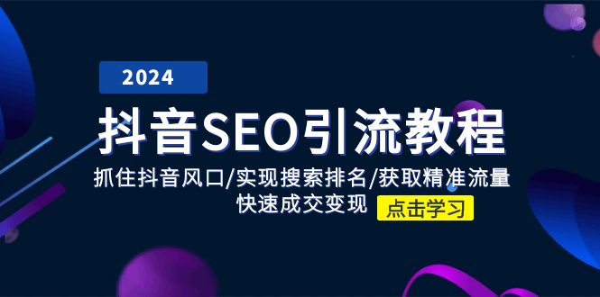 抖音 SEO引流教程：抓住抖音风口/实现搜索排名/获取精准流量/快速成交变现 - 中创网