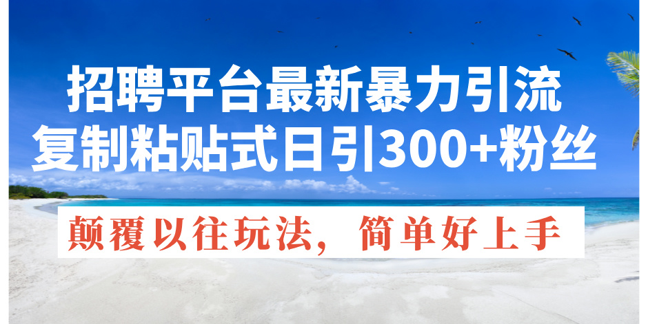 招聘平台最新暴力引流，复制粘贴式日引300+粉丝，颠覆以往垃圾玩法，简... - 中创网