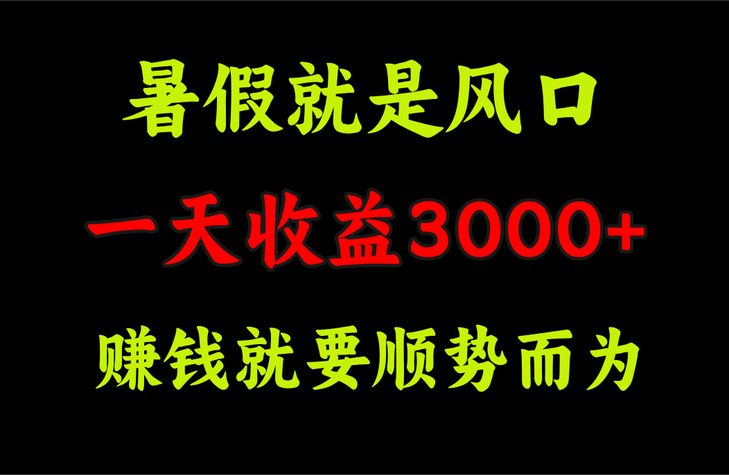 一天收益3000+ 赚钱就是顺势而为，暑假就是风口 - 中创网