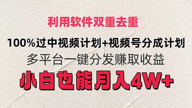 利用软件双重去重，100%过中视频+视频号分成计划小白也可以月入4W+ - 中创网