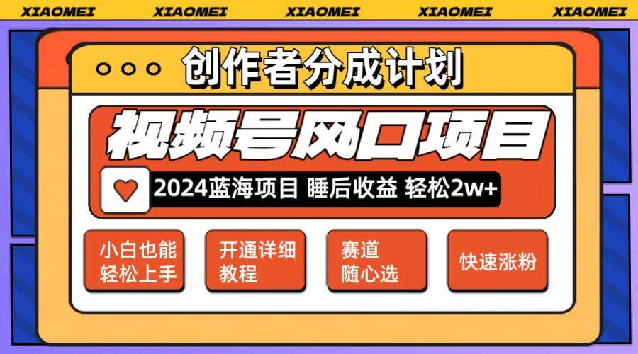 微信视频号大风口项目 轻松月入2w+ 多赛道选择，可矩阵，玩法简单轻松上手 - 中创网