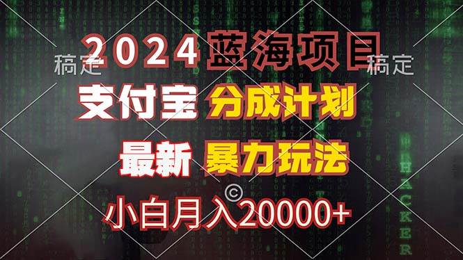 2024蓝海项目，支付宝分成计划，暴力玩法，刷爆播放量，小白月入20000+ - 中创网