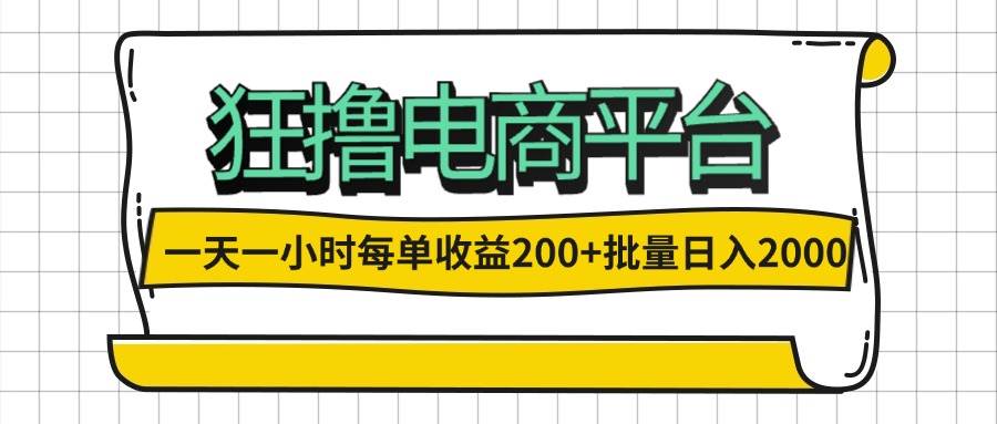 一天一小时 狂撸电商平台 每单收益200+ 批量日入2000+ - 中创网