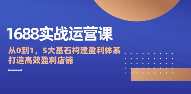 1688实战运营课：从0到1，5大基石构建盈利体系，打造高效盈利店铺 - 中创网