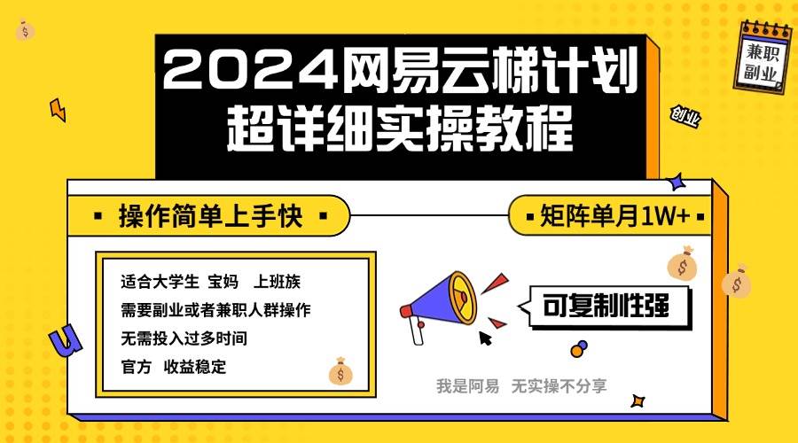 2024网易云梯计划实操教程小白轻松上手  矩阵单月1w+ - 中创网