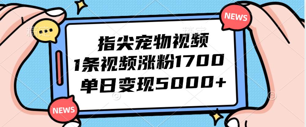指尖宠物视频，1条视频涨粉1700，单日变现5000+ - 中创网