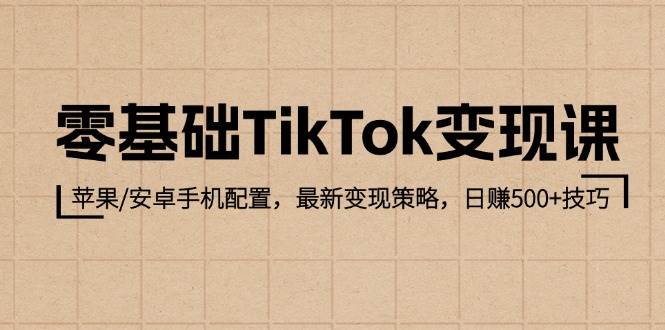 零基础TikTok变现课：苹果/安卓手机配置，最新变现策略，日赚500+技巧 - 中创网