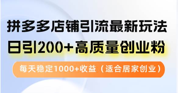 拼多多店铺引流最新玩法，日引200+高质量创业粉，每天稳定1000+收益（... - 中创网