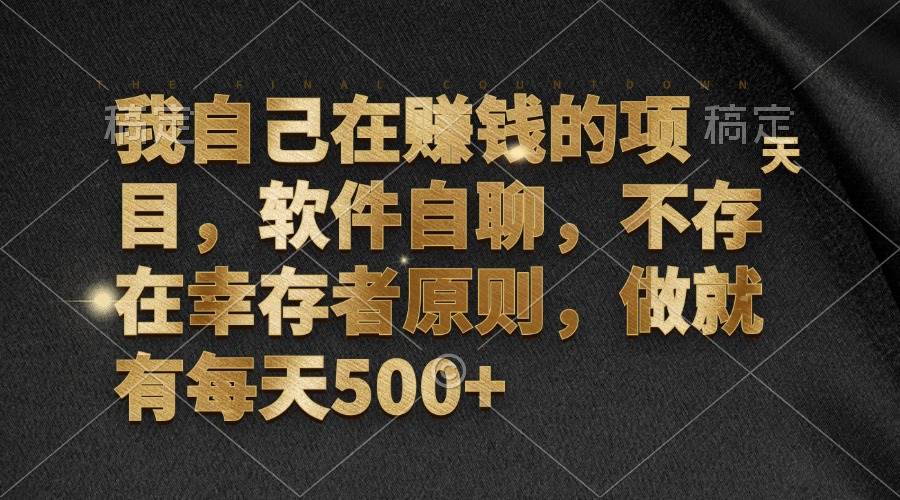 我自己在赚钱的项目，软件自聊，不存在幸存者原则，做就有每天500+ - 中创网