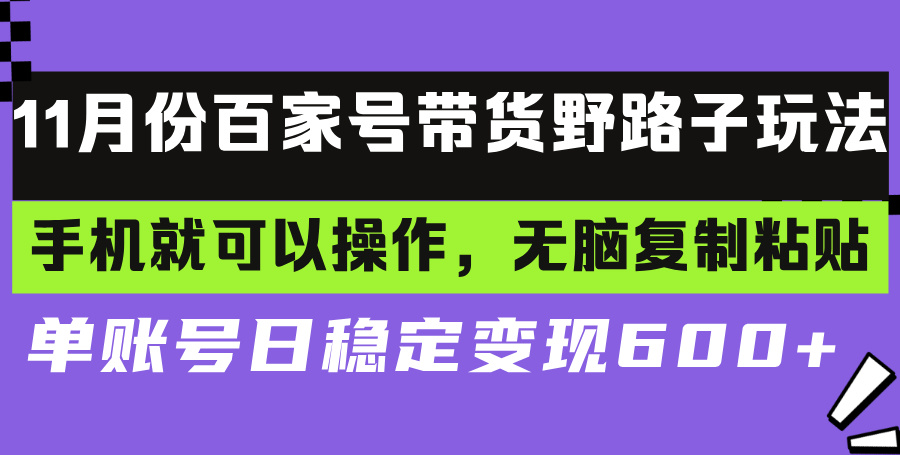 百家号带货野路子玩法 手机就可以操作，无脑复制粘贴 单账号日稳定变现... - 中创网