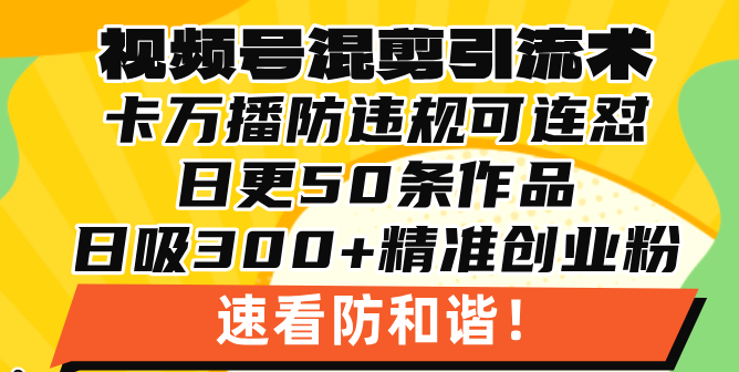 视频号混剪引流技术，500万播放引流17000创业粉，操作简单当天学会 - 中创网