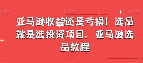 亚马逊收益还是亏损！选品就是选投资项目，亚马逊选品教程 - 冒泡网