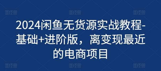 2024闲鱼无货源实战教程-基础+进阶版，离变现最近的电商项目 - 冒泡网