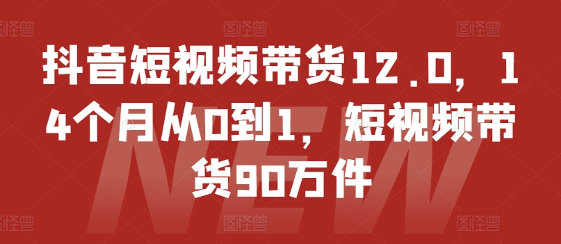 抖音短视频带货12.0，14个月从0到1，短视频带货90万件 - 冒泡网