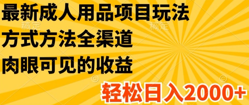 最新成人用品项目玩法，方式方法全渠道，轻松日入2K+ - 冒泡网