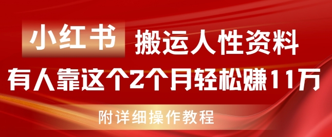 小红书搬运人性资料，有人靠这个2个月轻松赚11w，附教程 - 冒泡网