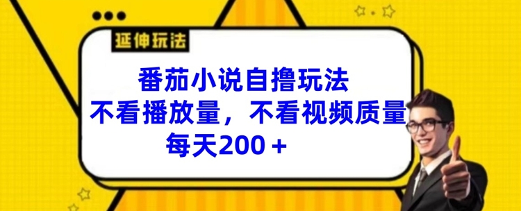 番茄小说自撸玩法，不看播放量，不看视频质量，每天200+ - 冒泡网