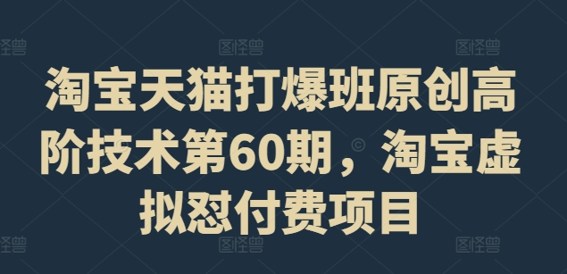 淘宝天猫打爆班原创高阶技术第60期，淘宝虚拟怼付费项目 - 冒泡网