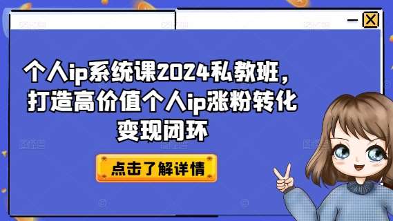 个人ip系统课2024私教班，打造高价值个人ip涨粉转化变现闭环 - 冒泡网