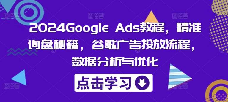 2024Google Ads教程，精准询盘秘籍，谷歌广告投放流程，数据分析与优化 - 冒泡网