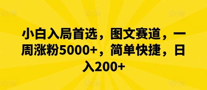 小白入局首选，图文赛道，一周涨粉5000+，简单快捷，日入200+ - 冒泡网