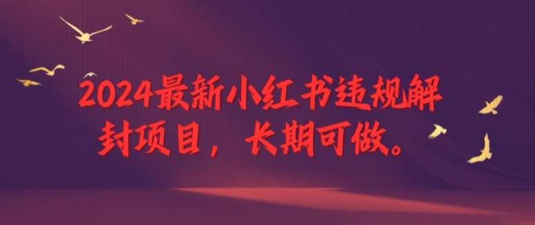 2024最新小红书违规解封项目，长期可做，一个可以做到退休的项目【揭秘】 - 冒泡网