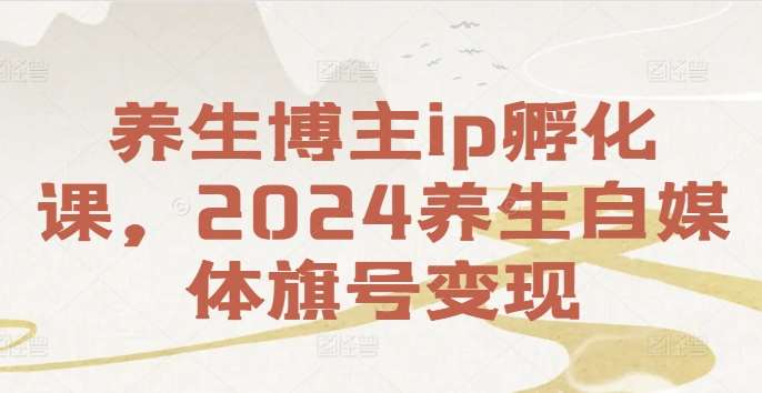 养生博主ip孵化课，2024养生自媒体旗号变现 - 冒泡网