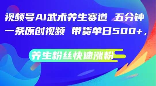 视频号AI武术养生赛道，五分钟一条原创视频，带货单日几张，养生粉丝快速涨粉【揭秘】 - 冒泡网