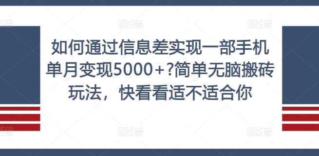 如何通过信息差实现一部手机单月变现5000+?简单无脑搬砖玩法，快看看适不适合你【揭秘】 - 冒泡网