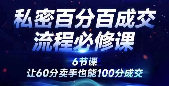 私密百分百成交流程线上训练营，绝对成交，让60分卖手也能100分成交 - 冒泡网