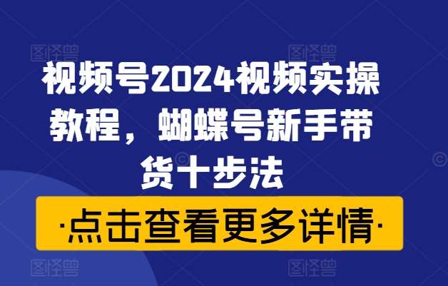 视频号2024视频实操教程，蝴蝶号新手带货十步法 - 冒泡网