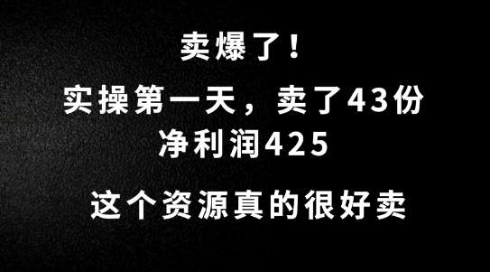 这个资源，需求很大，实操第一天卖了43份，净利润425【揭秘】 - 冒泡网