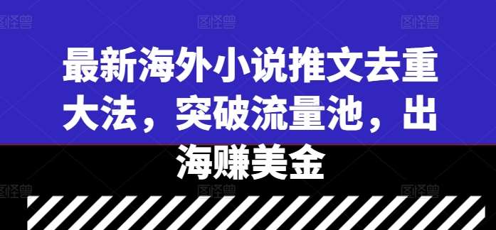 最新海外小说推文去重大法，突破流量池，出海赚美金 - 冒泡网