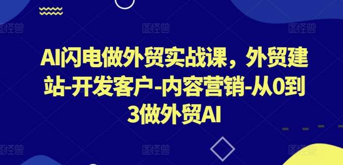 AI闪电做外贸实战课，​外贸建站-开发客户-内容营销-从0到3做外贸AI（更新） - 冒泡网