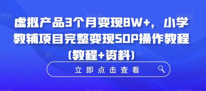 虚拟产品3个月变现8W+，小学教辅项目完整变现SOP操作教程(教程+资料) - 冒泡网