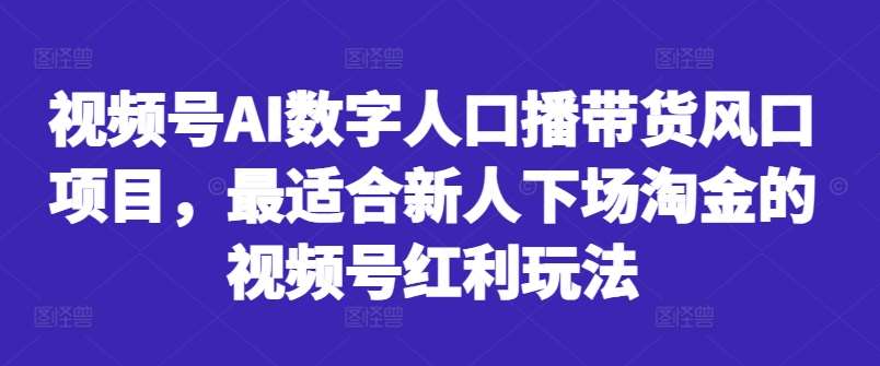 视频号AI数字人口播带货风口项目，最适合新人下场淘金的视频号红利玩法 - 冒泡网