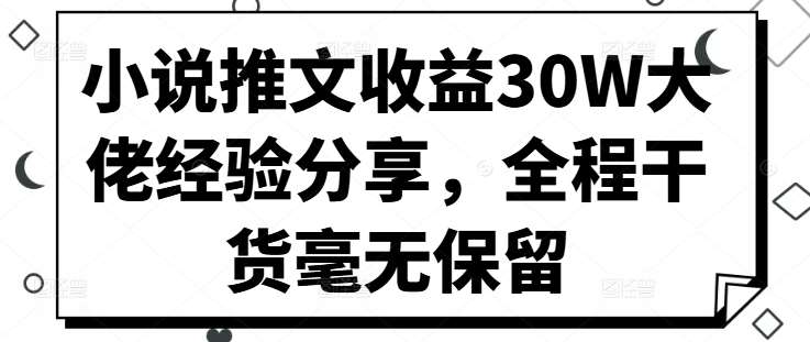 小说推文收益30W大佬经验分享，全程干货毫无保留 - 冒泡网