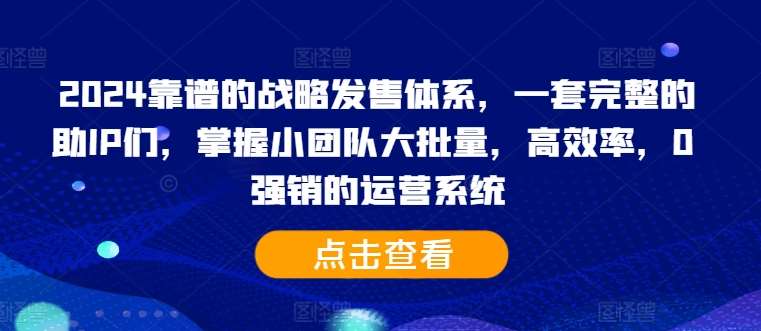 2024靠谱的战略发售体系，一套完整的助IP们，掌握小团队大批量，高效率，0 强销的运营系统 - 冒泡网