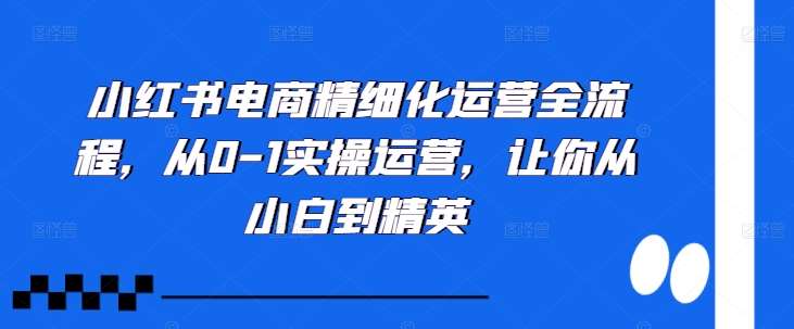 小红书电商精细化运营全流程，从0-1实操运营，让你从小白到精英 - 冒泡网