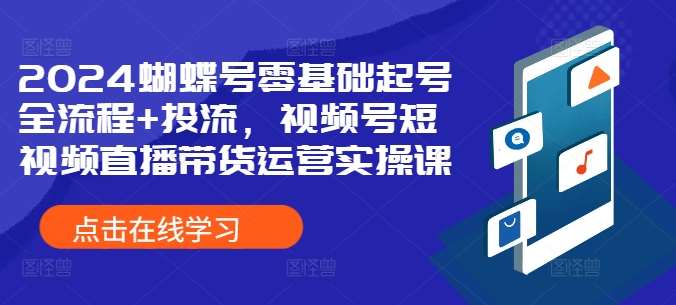 2024蝴蝶号零基础起号全流程+投流，视频号短视频直播带货运营实操课 - 冒泡网