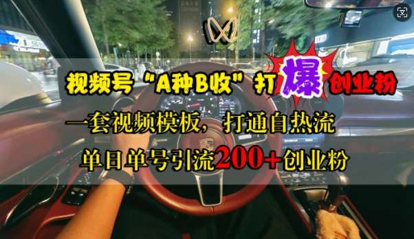 视频号“A种B收”打爆创业粉，一套视频模板打通自热流，单日单号引流200+创业粉 - 冒泡网